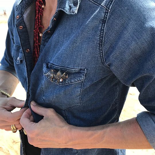 An Intrepid Triceratops Brooch